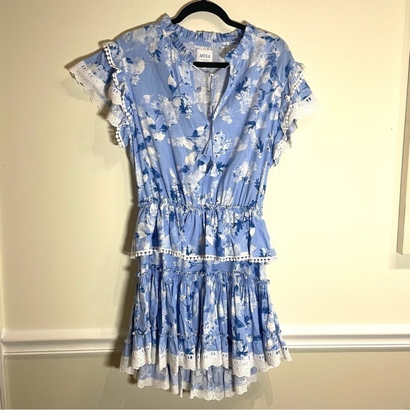 MISA LA Lilian Dress Blue Wildflower Size Medium - Picture 7 of 12
